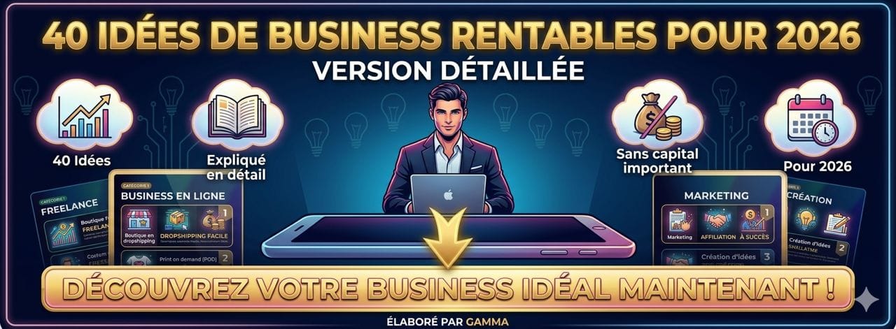 40 IDEES DE BUSINESS DETAILLE RENTABLE POUR 2026