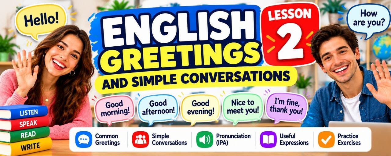 📚 LESSON 2: ENGLISH GREETINGS AND SIMPLE CONVERSATIONS | Learn English for Beginners (A1)