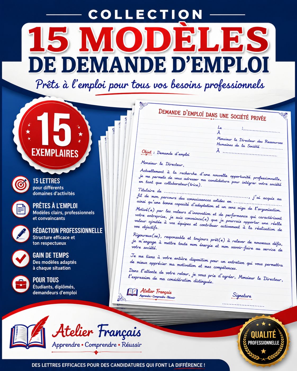 15 Modèles de Demandes d'Emploi