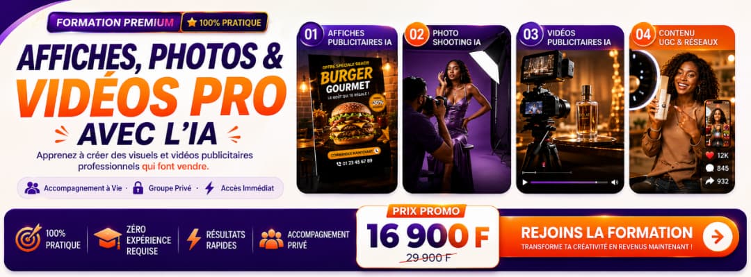 Création d'Affiches - Photo shooting & Vidéos Publicitaires Avec l'IA - 100% Pratique