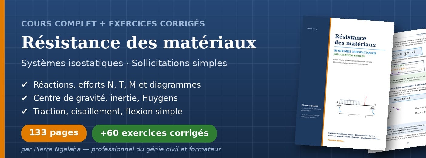 Résistance des matériaux : Cours complet et exercices corrigés (133 pages)