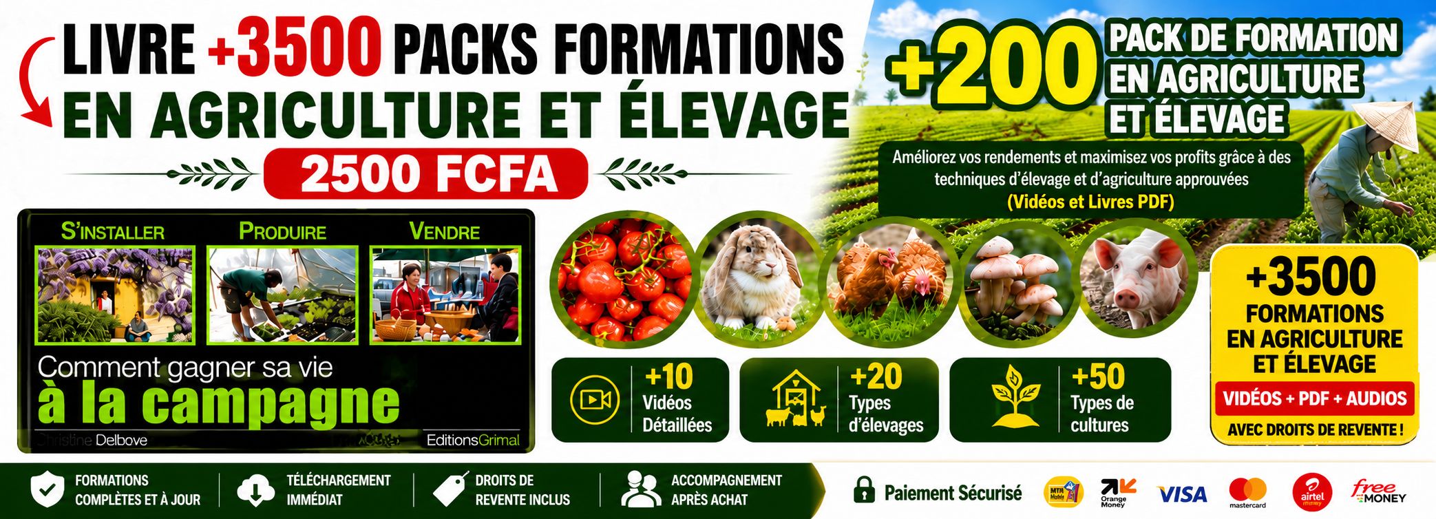 ✨️MÉGA PACK DE LIVRES + 350 PACKS DE FORMATIONS EN AGRICULTURE ET ÉLEVAGE AVEC DROIT DE REVENTE🎊