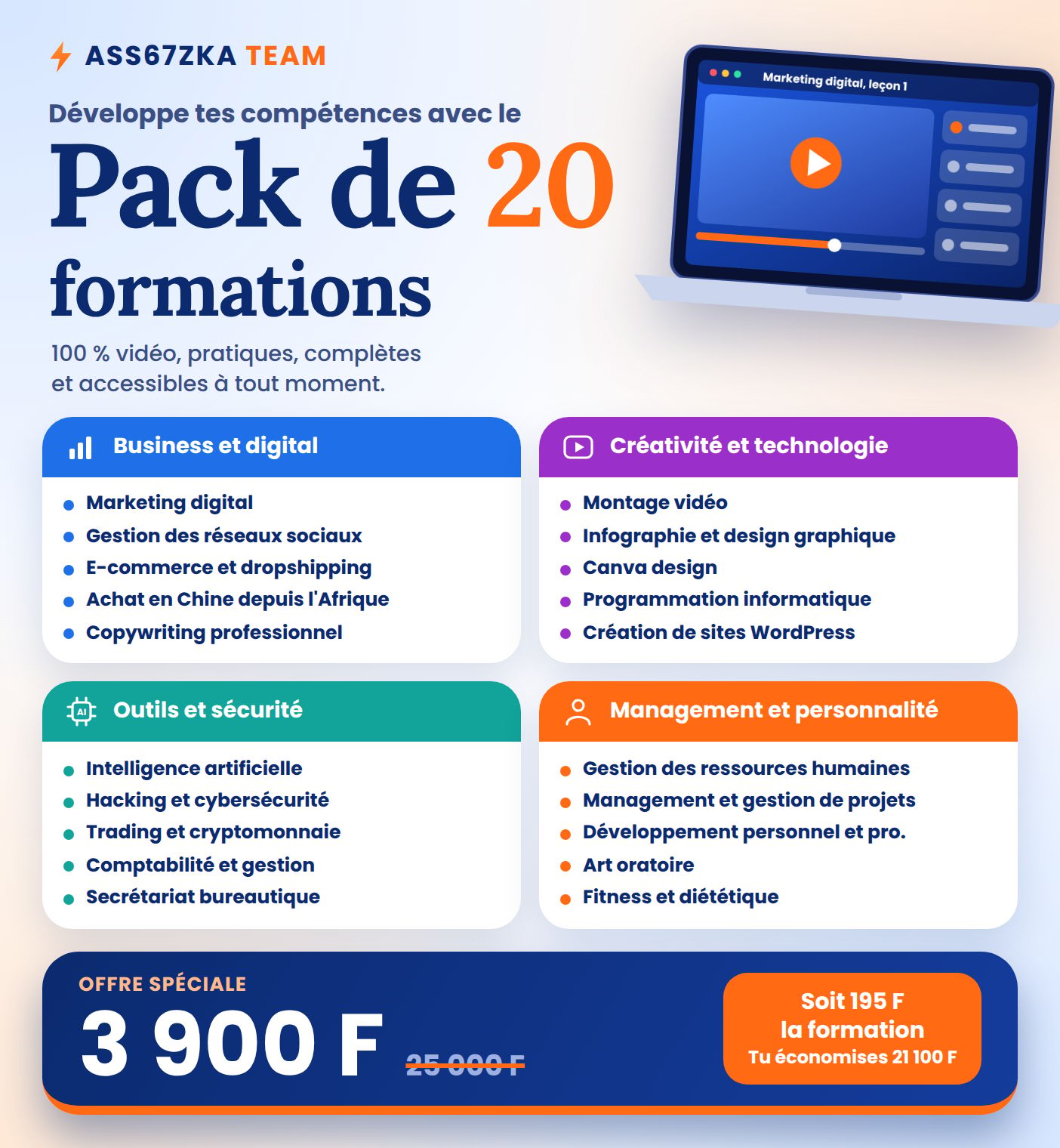 Pack 20 Formations Numérique