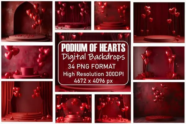 pack de  10 fonds « Podium de cœurs