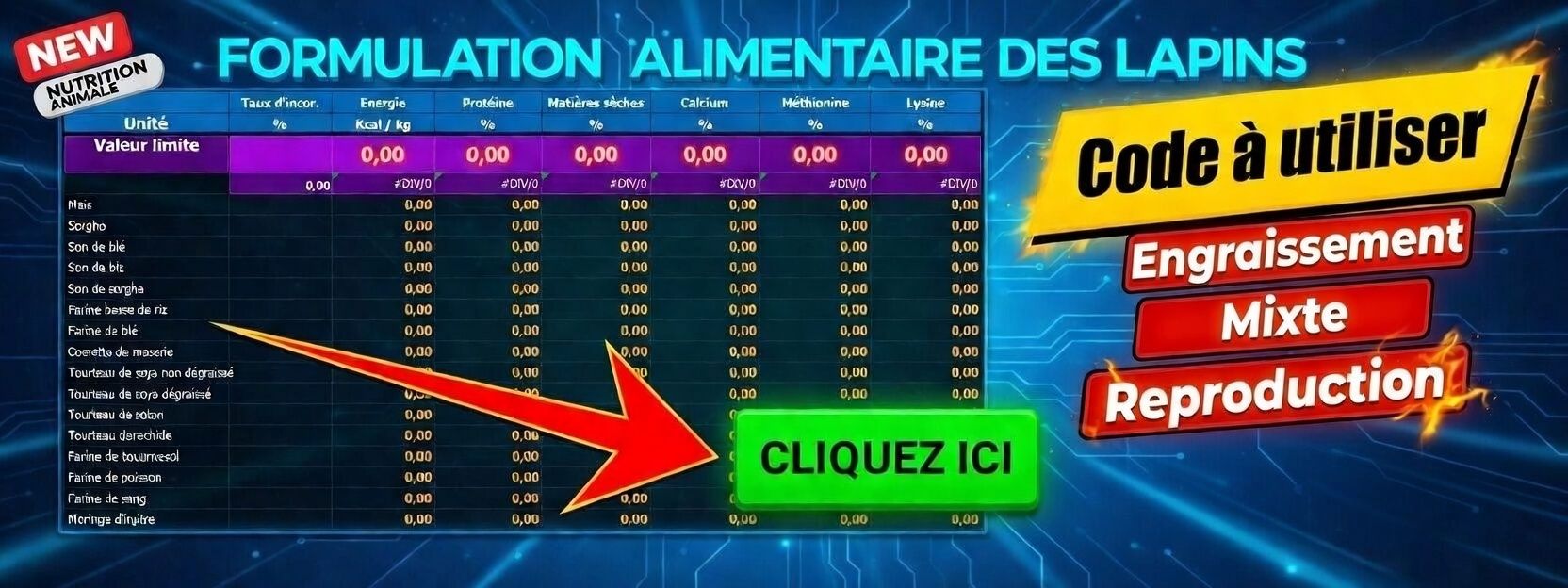 Logiciel Formulation Alimentaire – Lapins
