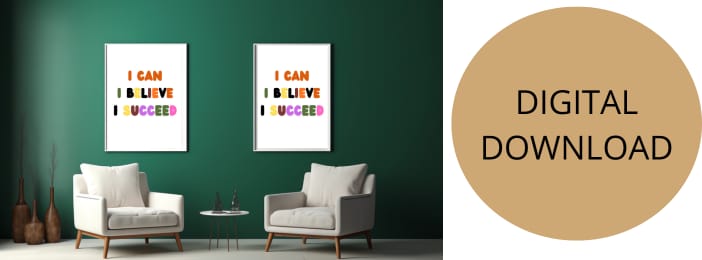Affiche Motivationnelle "I Can, I Believe, I Succeed" – Art Mural Coloré & Rétro