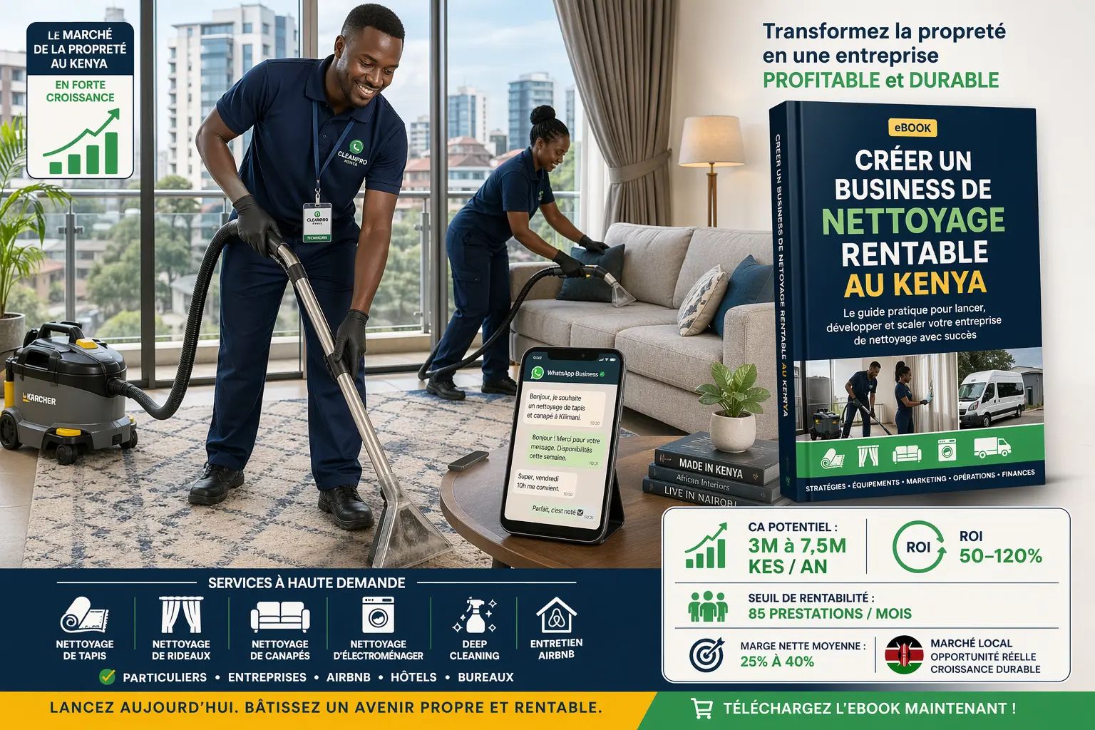 Créer un business de nettoyage rentable au Kenya – Services de nettoyage et maintenance spécialisée