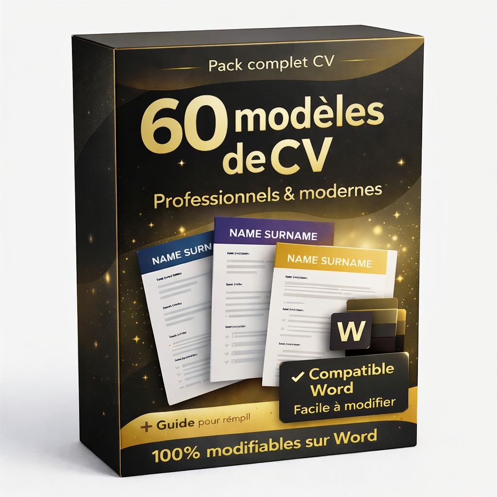 Pack de 60 Modèles de CV Professionels  Modifiables + Bonus🎁