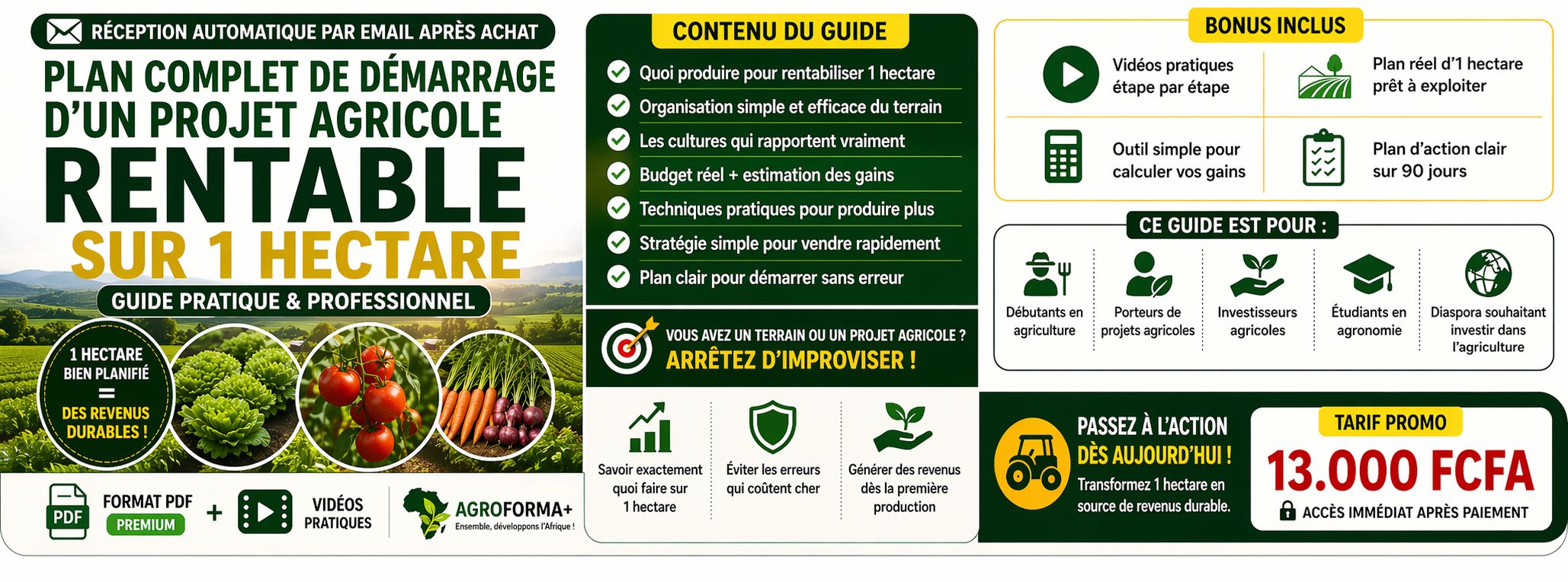 🥑🍅🔥 LE PLAN ESSENTIEL POUR 1 HECTARE RENTABLE