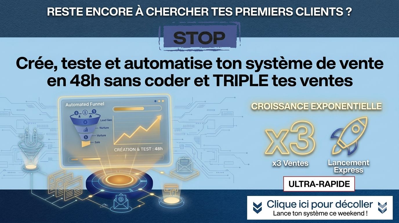 En 48h, lance un système de vente sans coder qui te rapporte jusqu’à 10 clients réguliers par jour.
