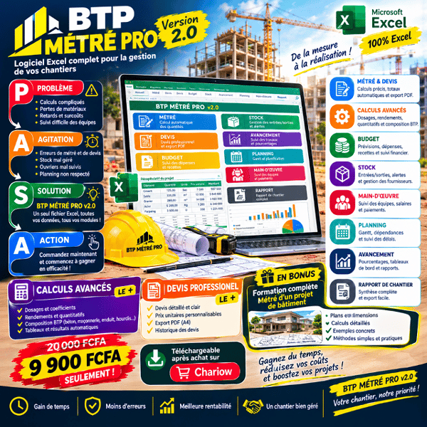 Logiciel Excel BTP MÉTRÉ PRO