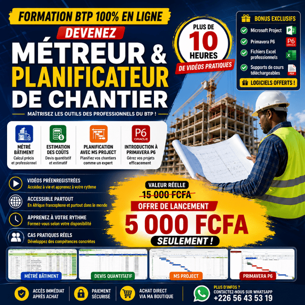 Formation en métré,MS project et Primavera P6