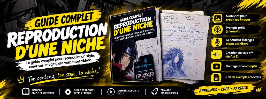 REPRODUCTION D’UNE NICHE — Guide complet : Crée tes images, voix et vidéos avec l’IA