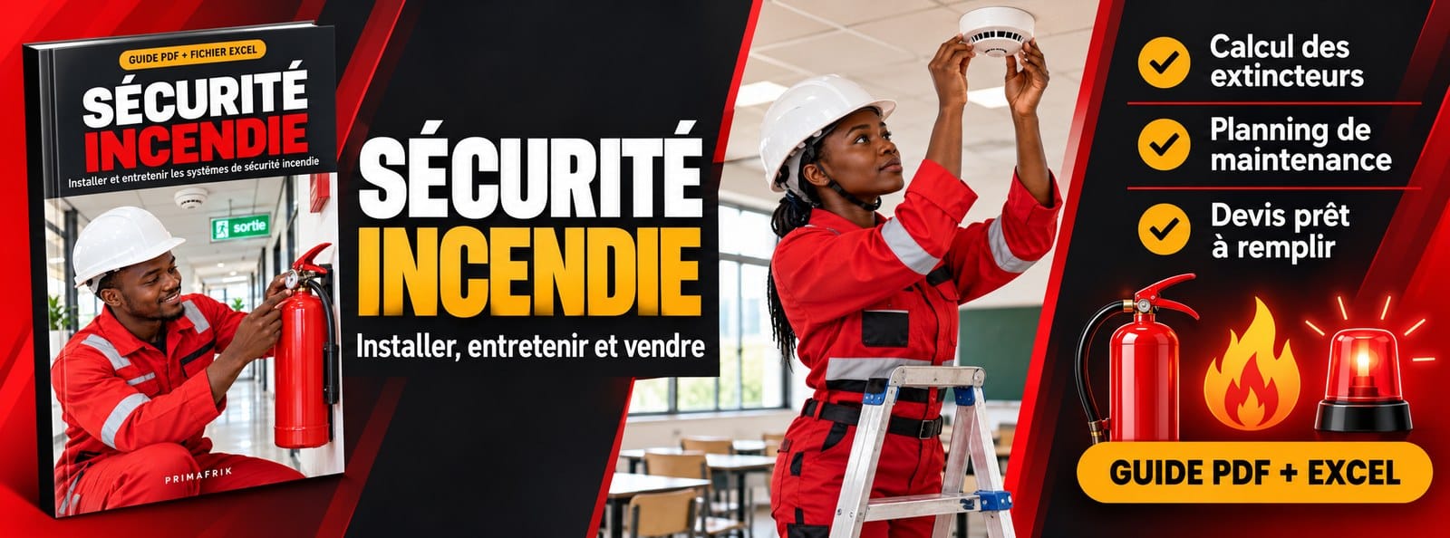 Sécurité incendie : installer et entretenir extincteurs, détection et alarme