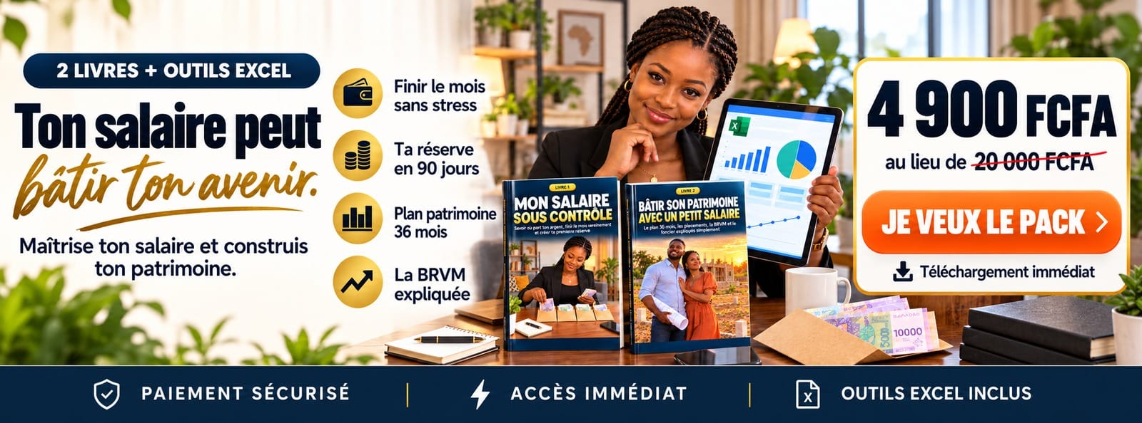 Pack Salaire & Patrimoine : maîtrise ton salaire et bâtis ton patrimoine (2 livres + Excel)