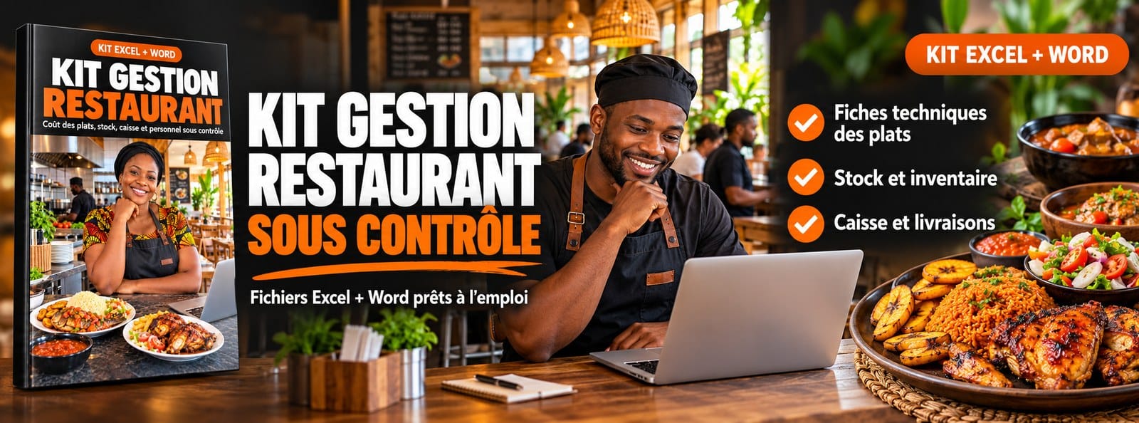 Kit Gestion Restaurant : coûts, stock, caisse, livraisons et hygiène sur Excel