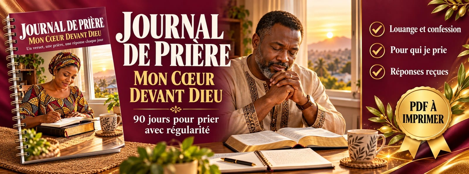 Journal de prière : mon cœur devant Dieu (90 jours)