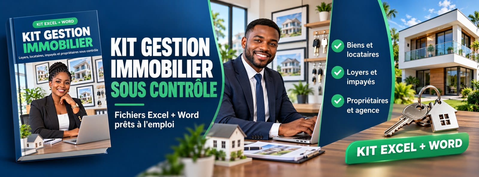 Kit Gestion Immobilier : loyers, impayés, quittances et reversements sur Excel