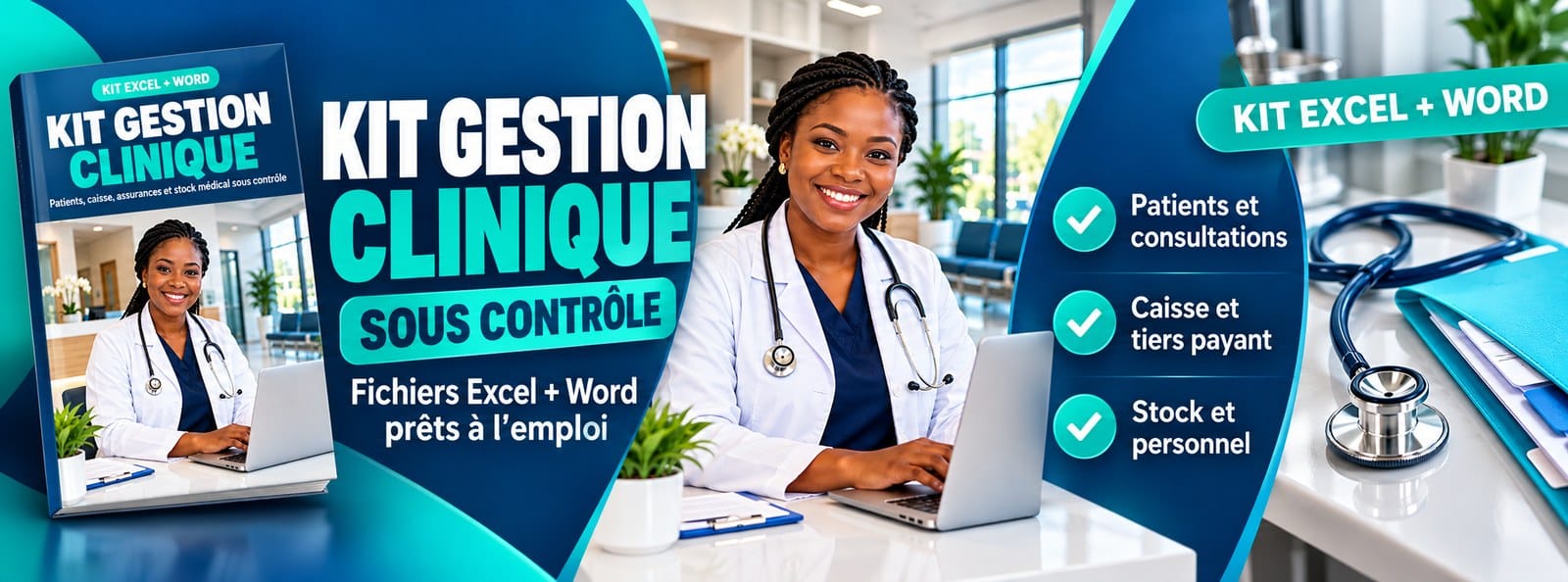 Kit Gestion Clinique : patients, caisse, assurances et hospitalisation sur Excel