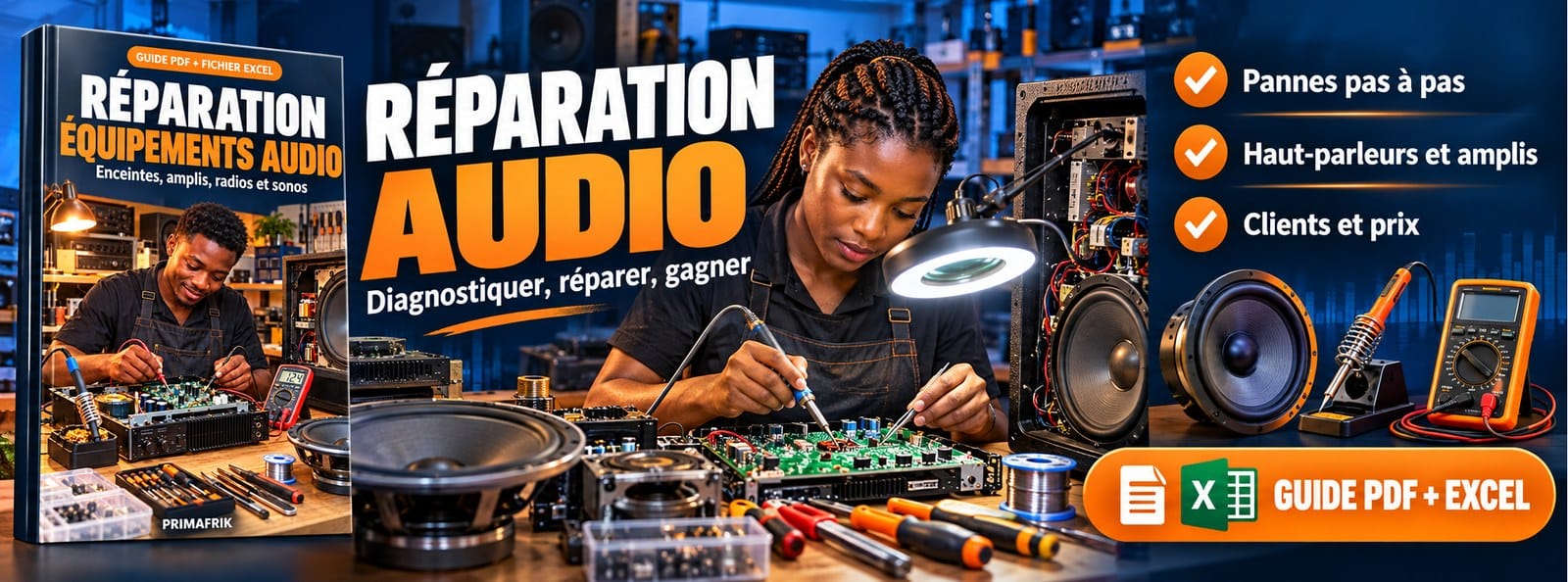 Réparation d'équipements audio : enceintes, amplis, radios et sonos