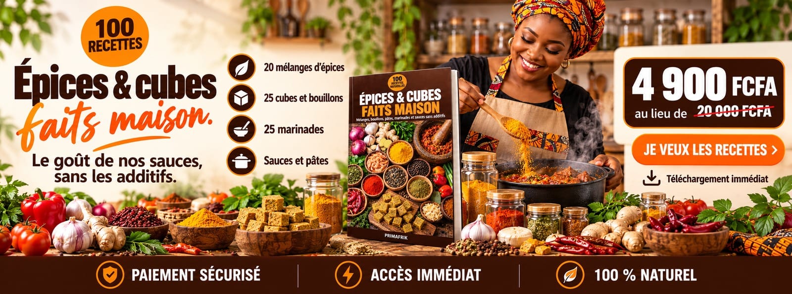 Épices & cubes faits maison : 100 recettes naturelles (mélanges, bouillons, marinades)