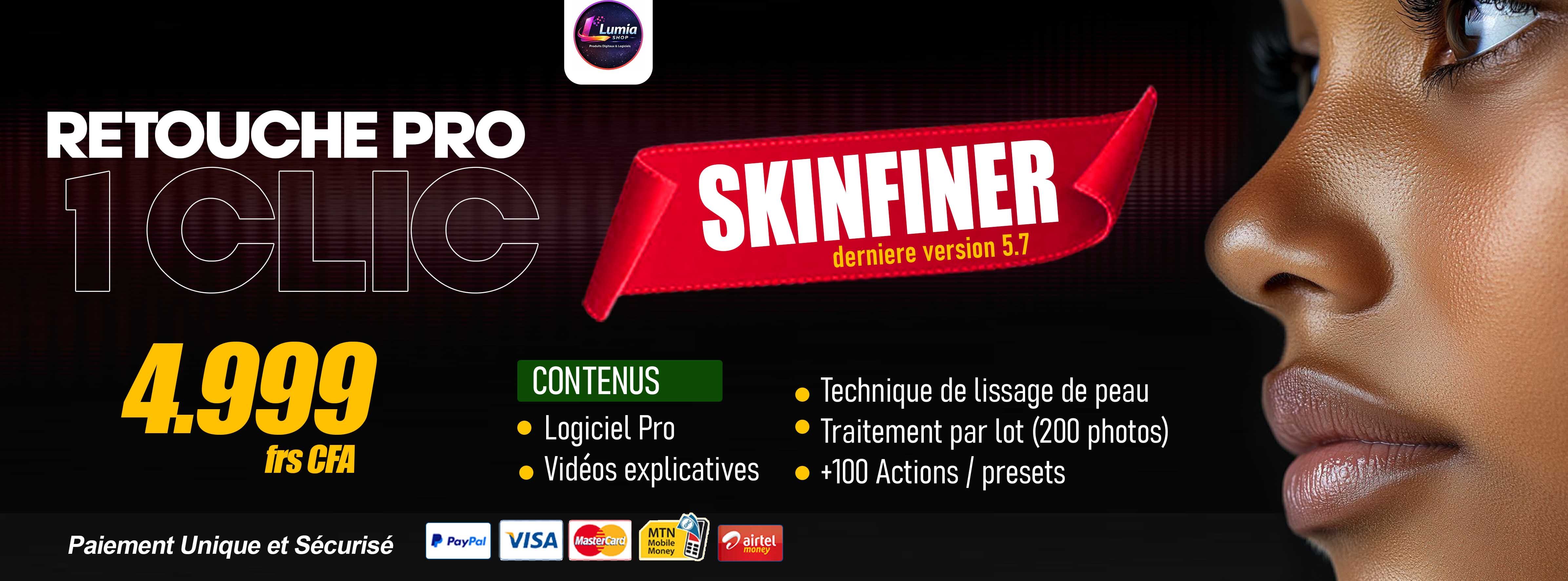 SkinFiner V5.7 Traitement Pro et Lissage Peau en 1 Clic