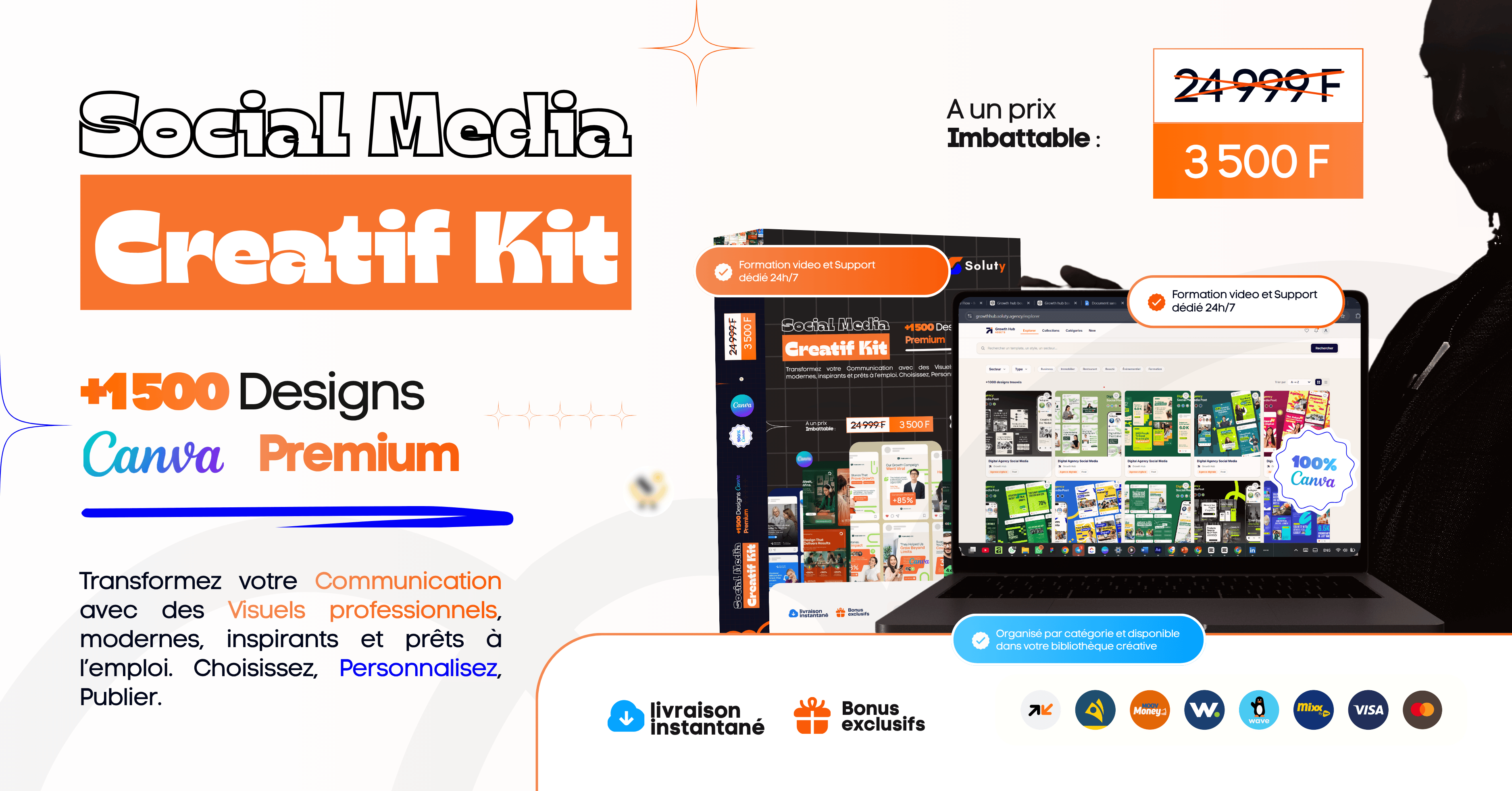 Social Media Creative Kit, +1 500 Designs Canva Premium pour transformer votre Communication.