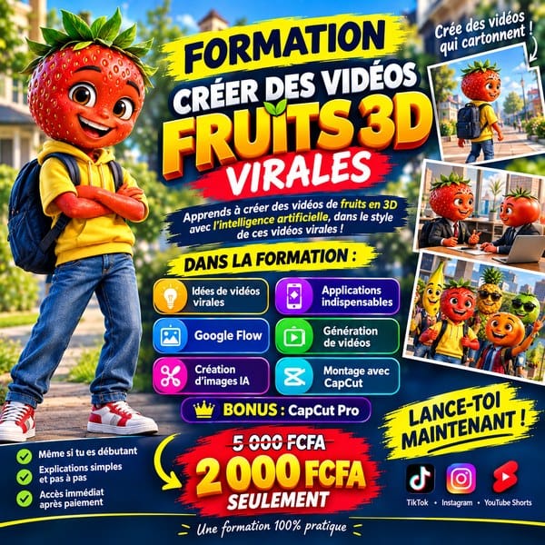 CRÉER DES VIDÉOS FRUITS IA 3D VIRALES