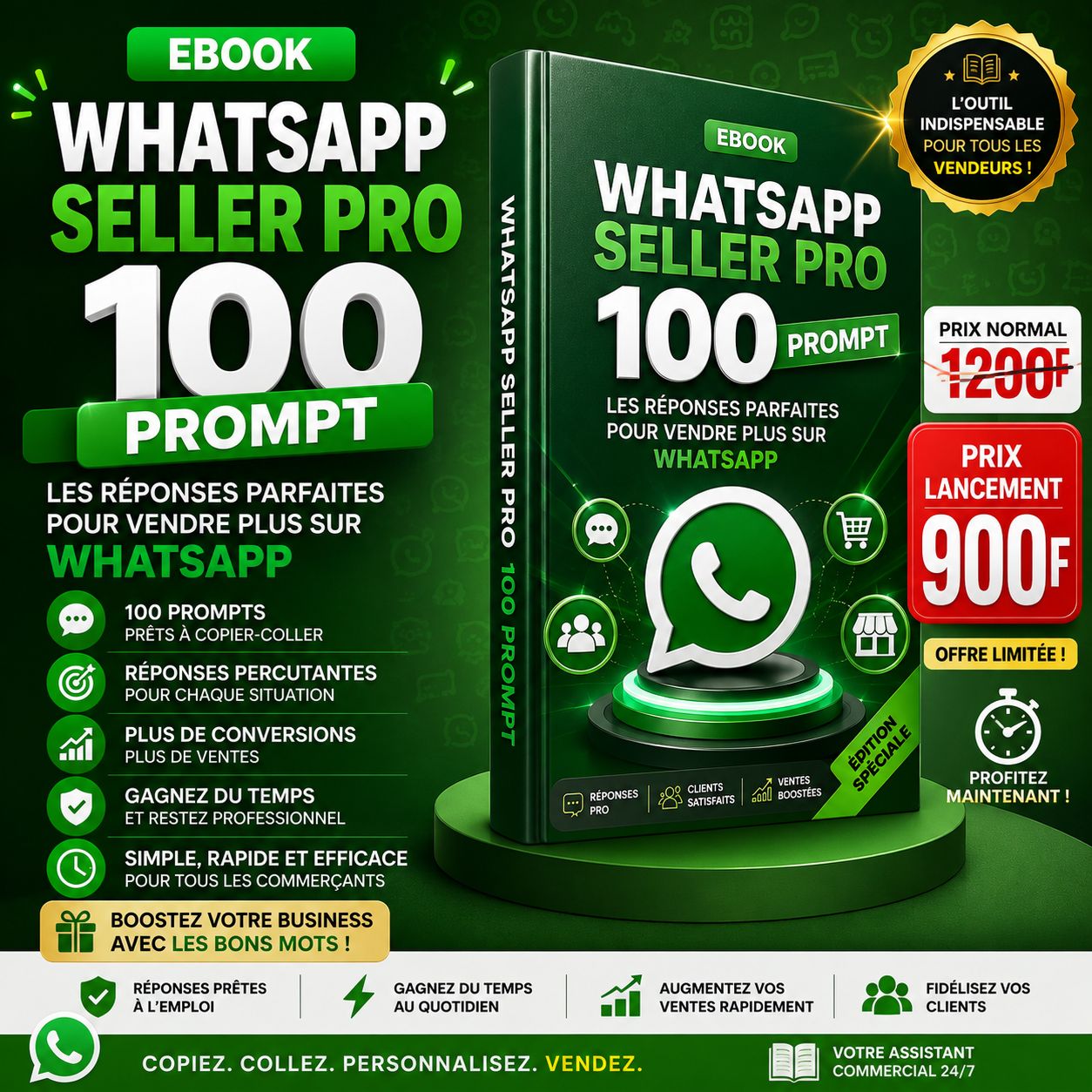 Guide de 100 prompts pour vendre sur WhatsApp business