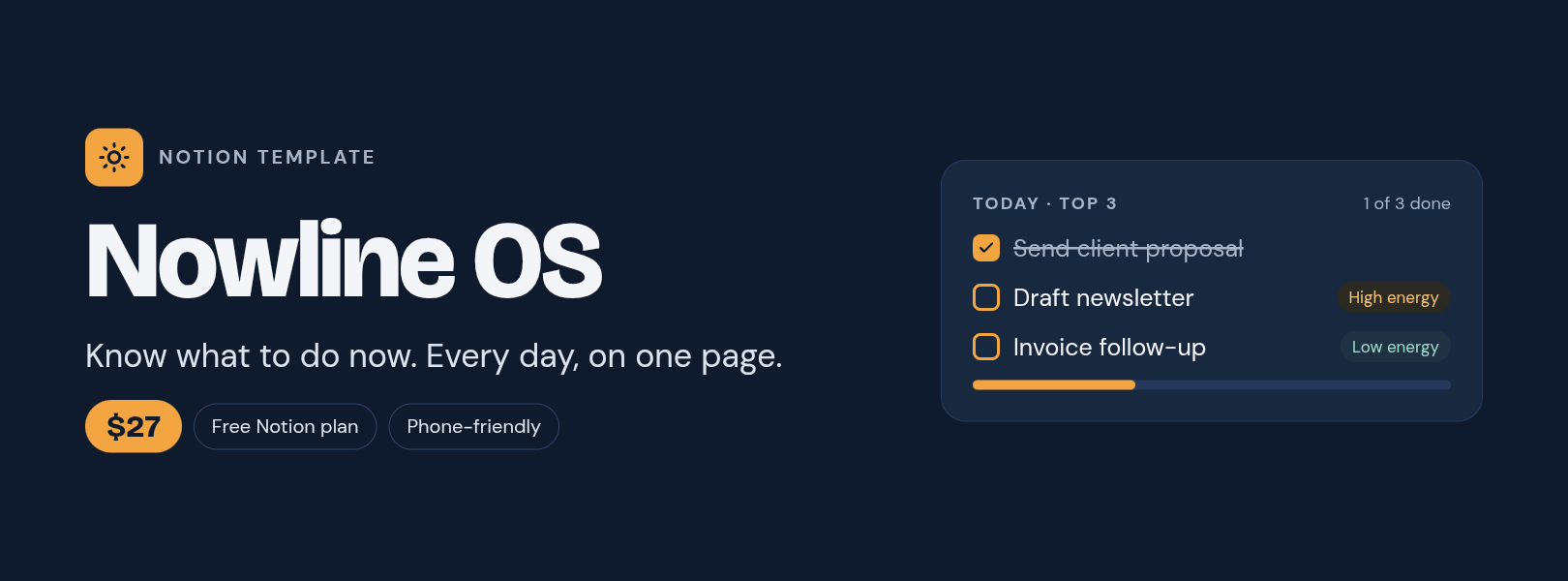 ⚡ Nowline OS — Notion Productivity System for Freelancers & Busy Professionals