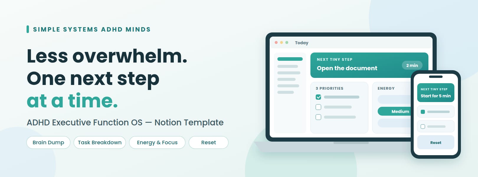 🧠 ADHD Executive Function OS — Notion Template for Less Overwhelm