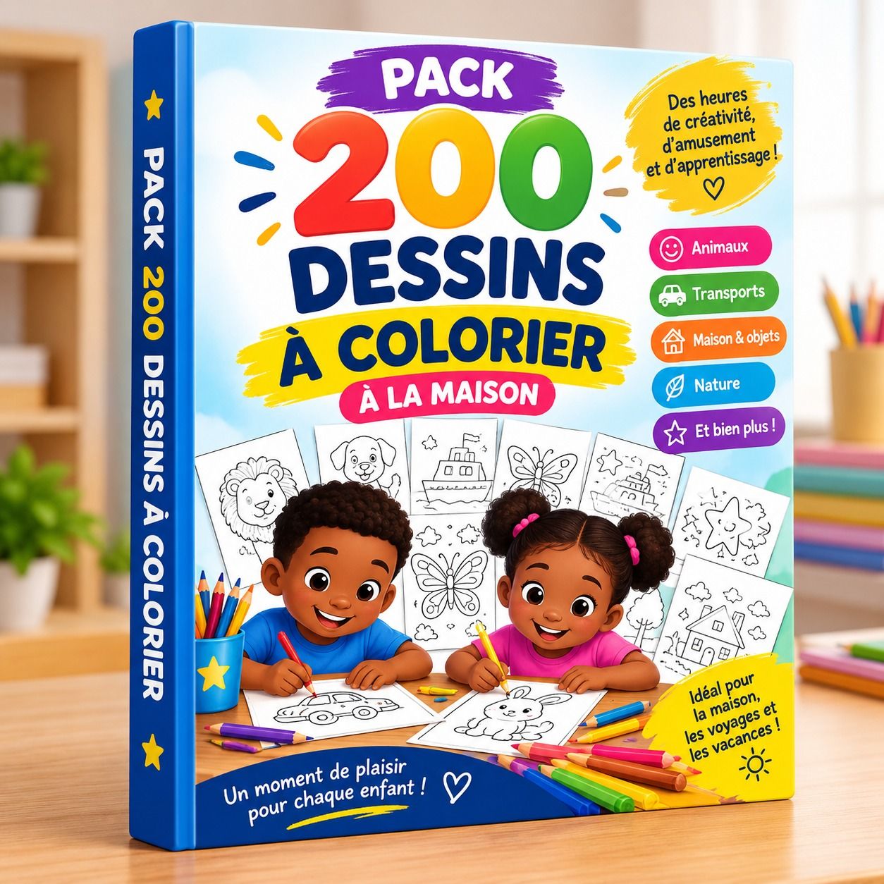 PACK DE 200 DESSINS A COLORIER ( + 50 BONUS D'ACTIVITES POUR ENFANT)
