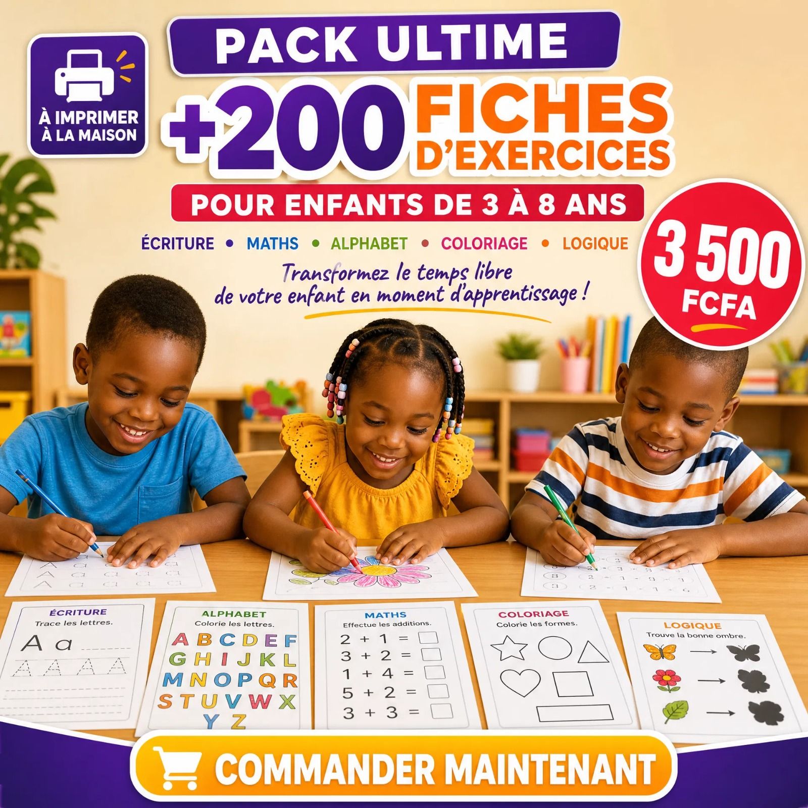 🎨 PACK ULTIME +200 FICHES D’EXERCICES POUR ENFANTS