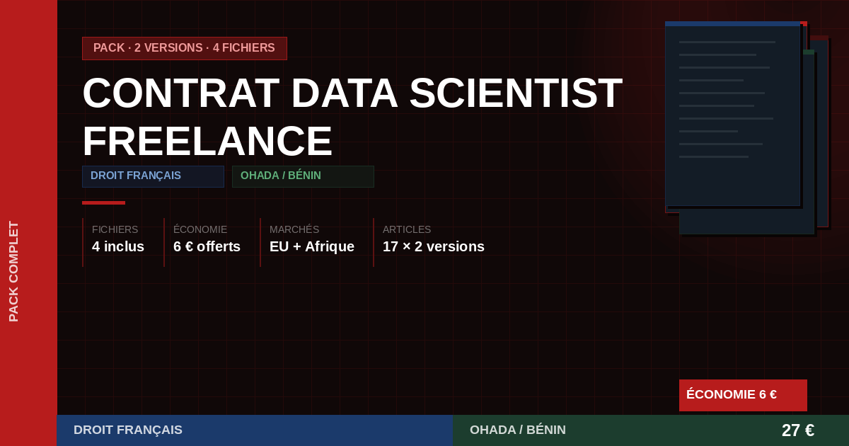 Modèle contrat data scientist freelance — Pack Droit Français + OHADA (4 fichiers)