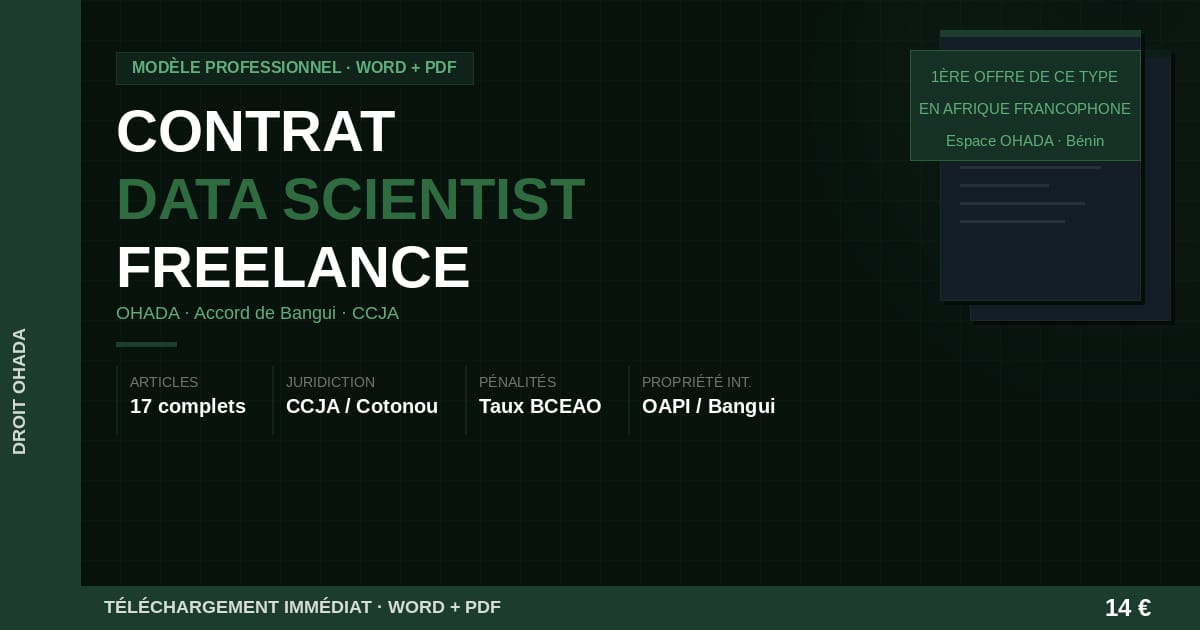 Modèle contrat data scientist freelance — Droit OHADA / Bénin (Word + PDF)