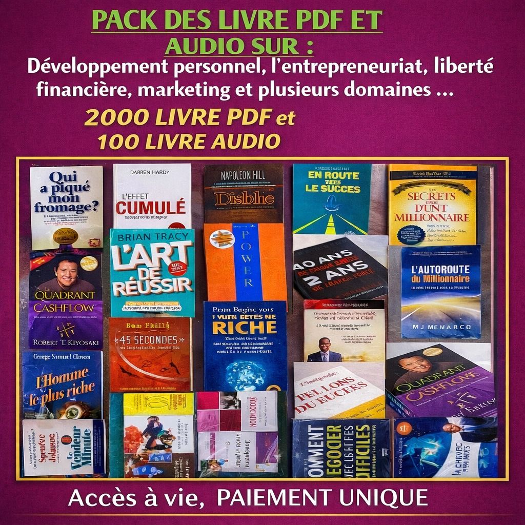Pack de 2000 livres pdf et 100 livres audio