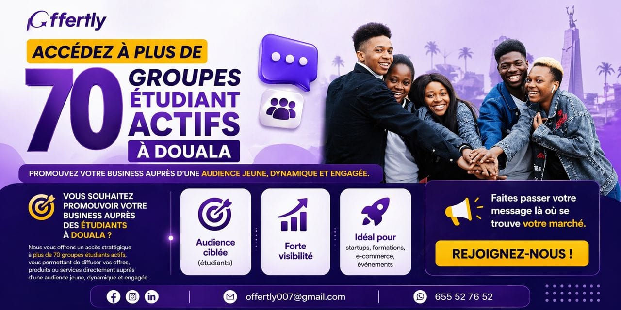 Accédez à +70 groupes étudiants actifs à Douala