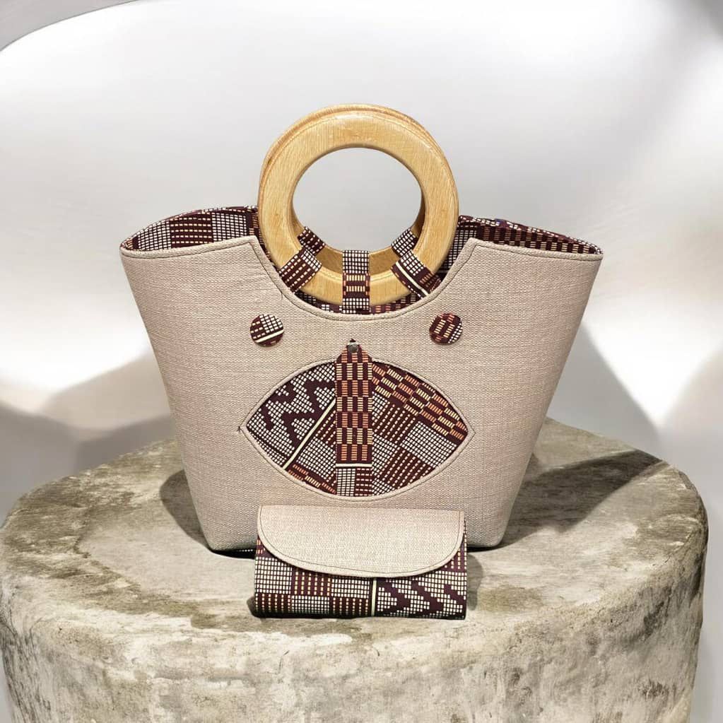 Sac à main élégant avec portefeuille assorti - Style africain Rouge