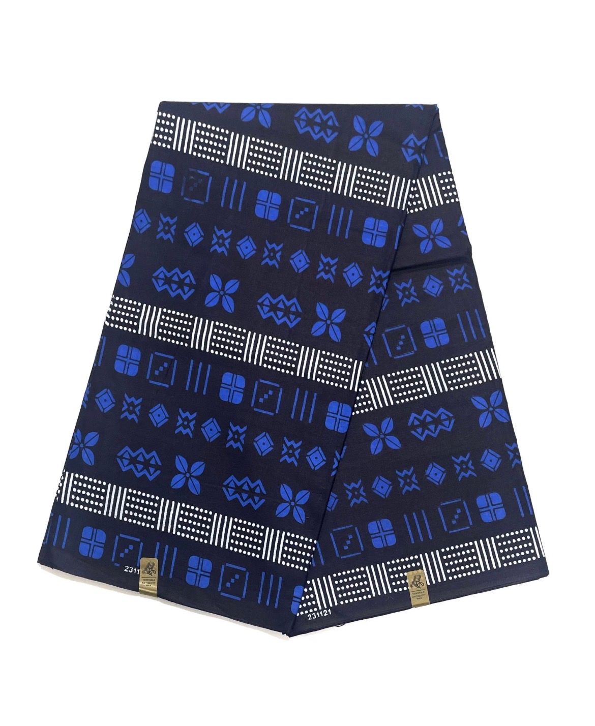 Wax Tissu Pagne Africain BLEU / BLANC
