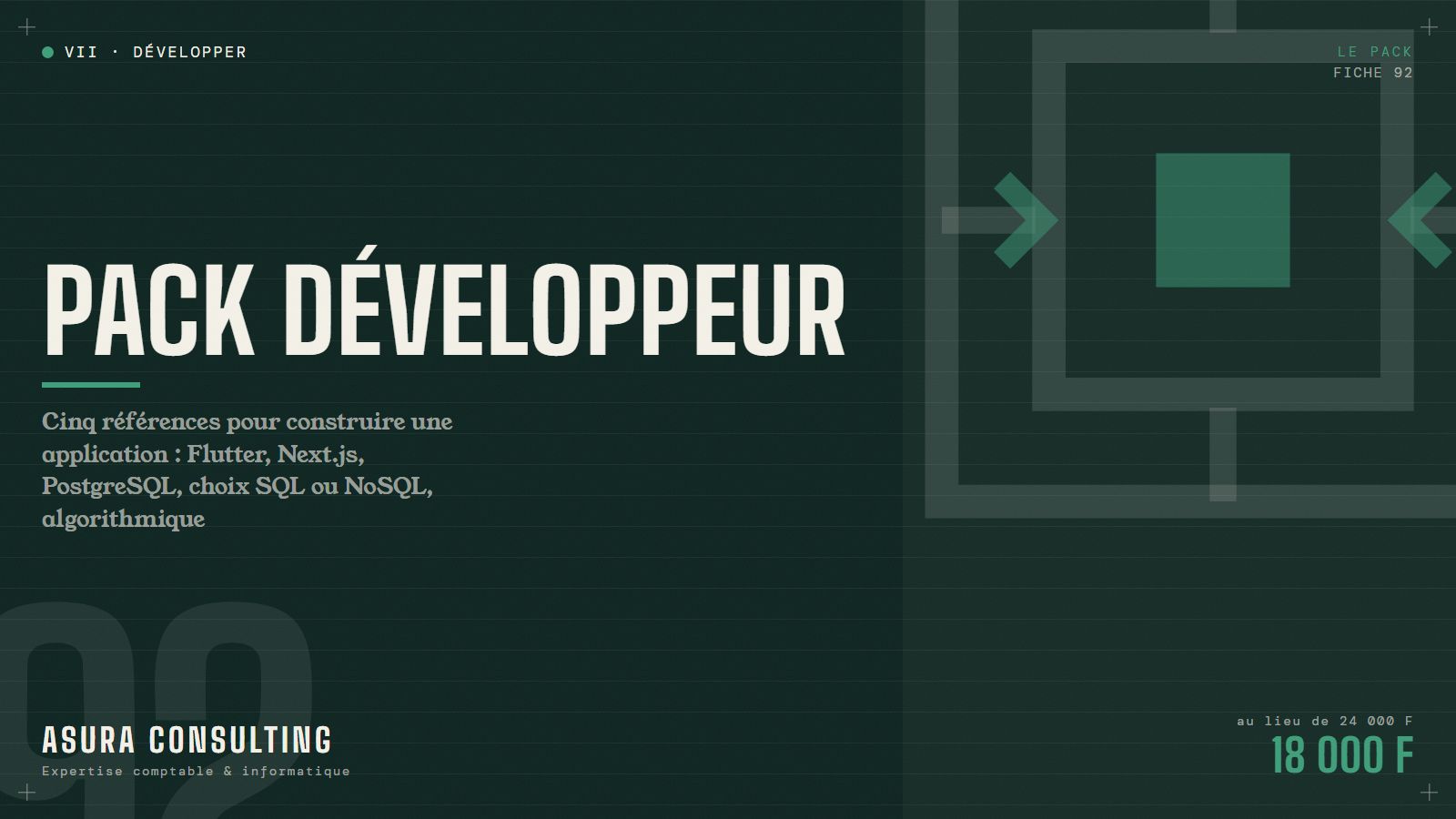 Pack Développeur : architecture, bases de données et algorithmique