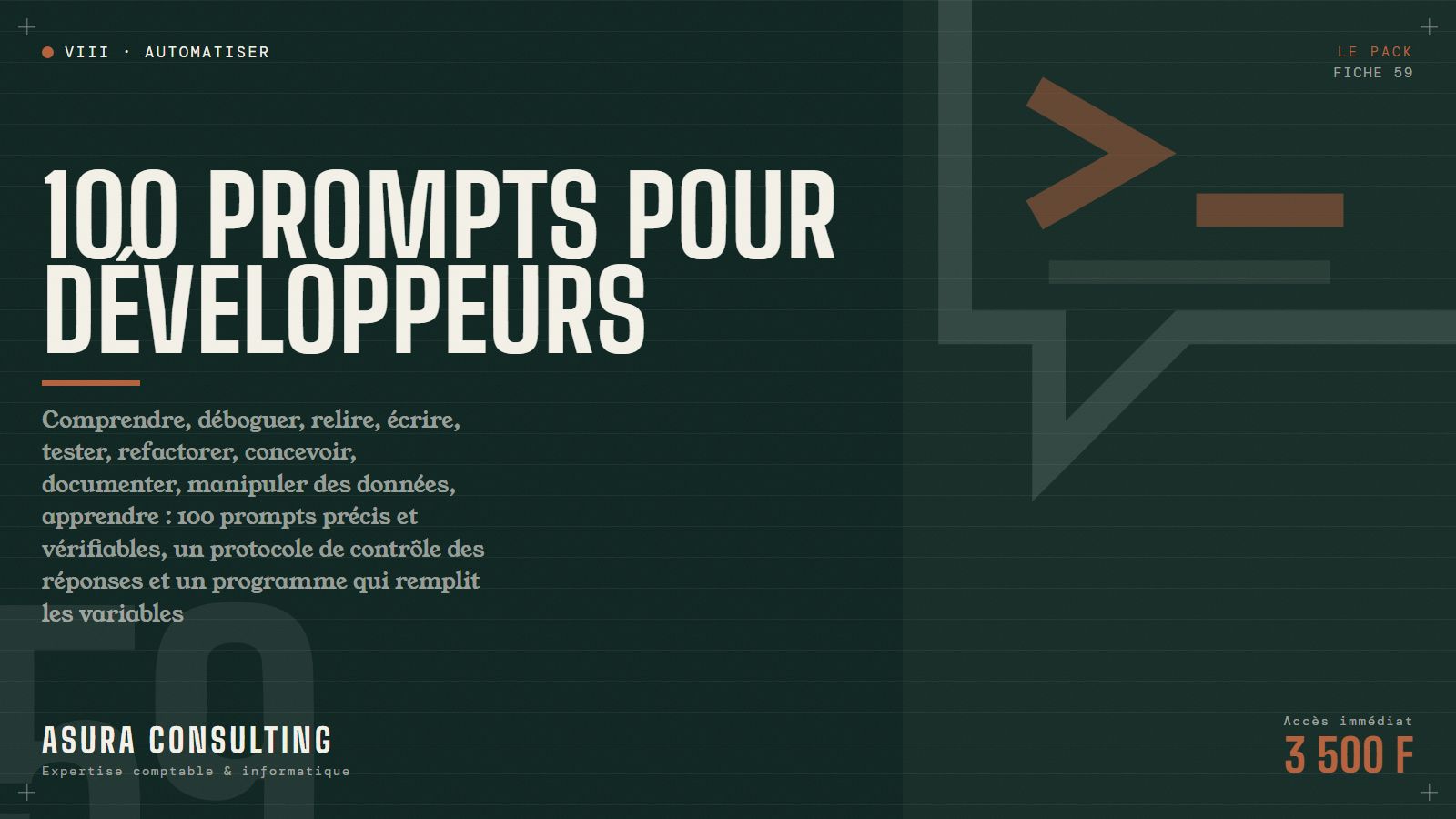 Pack de 100 prompts pour développeurs (ChatGPT, Gemini et autres assistants)