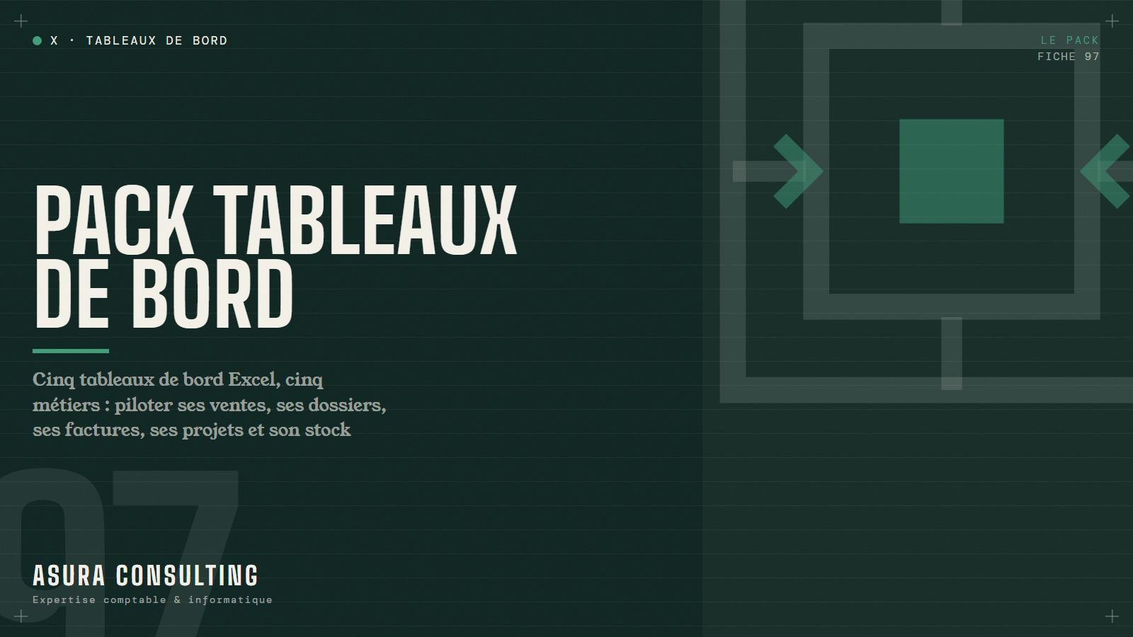 Pack Tableaux de bord Excel : ventes, cabinet, freelance, projets et stock