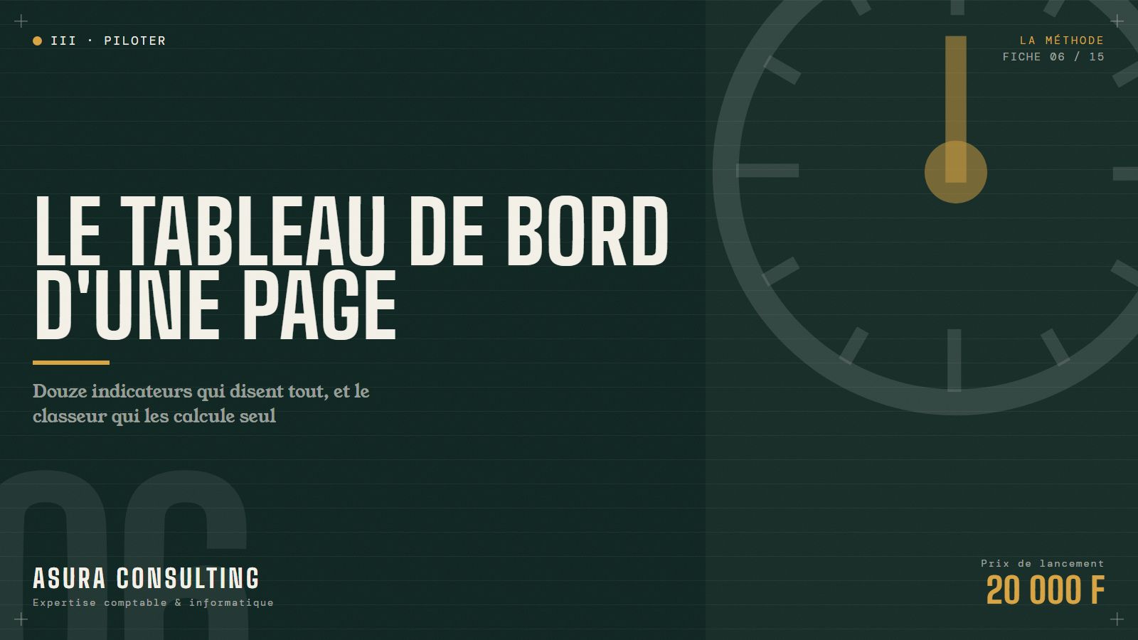 LE TABLEAU DE BORD D'UNE PAGE