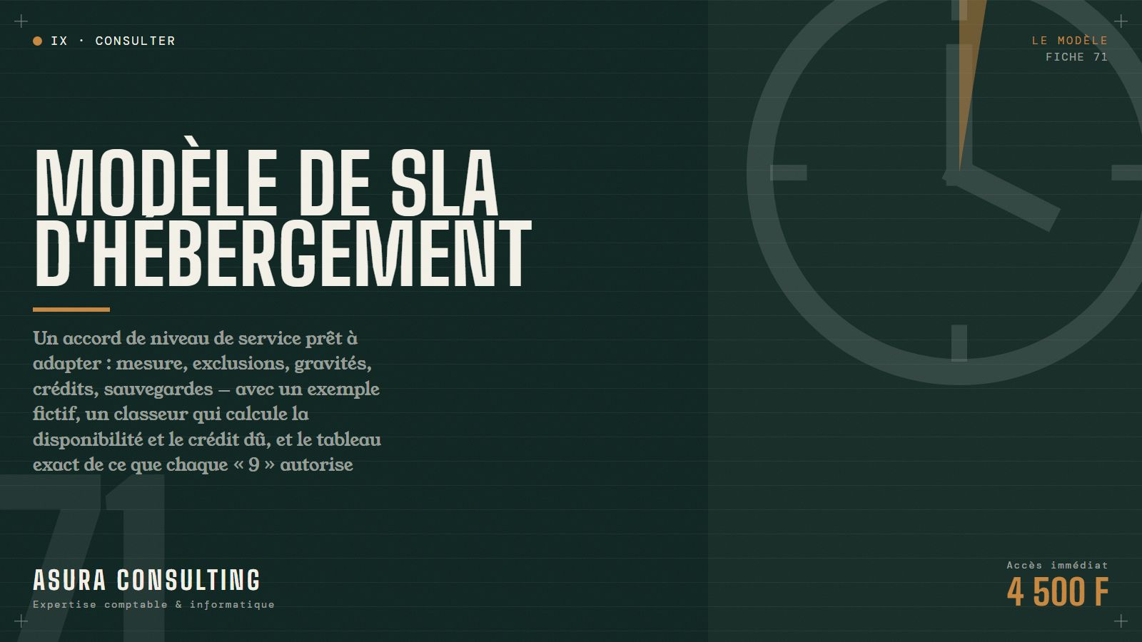 Modèle de SLA d'hébergement (Word + calculateur de disponibilité)