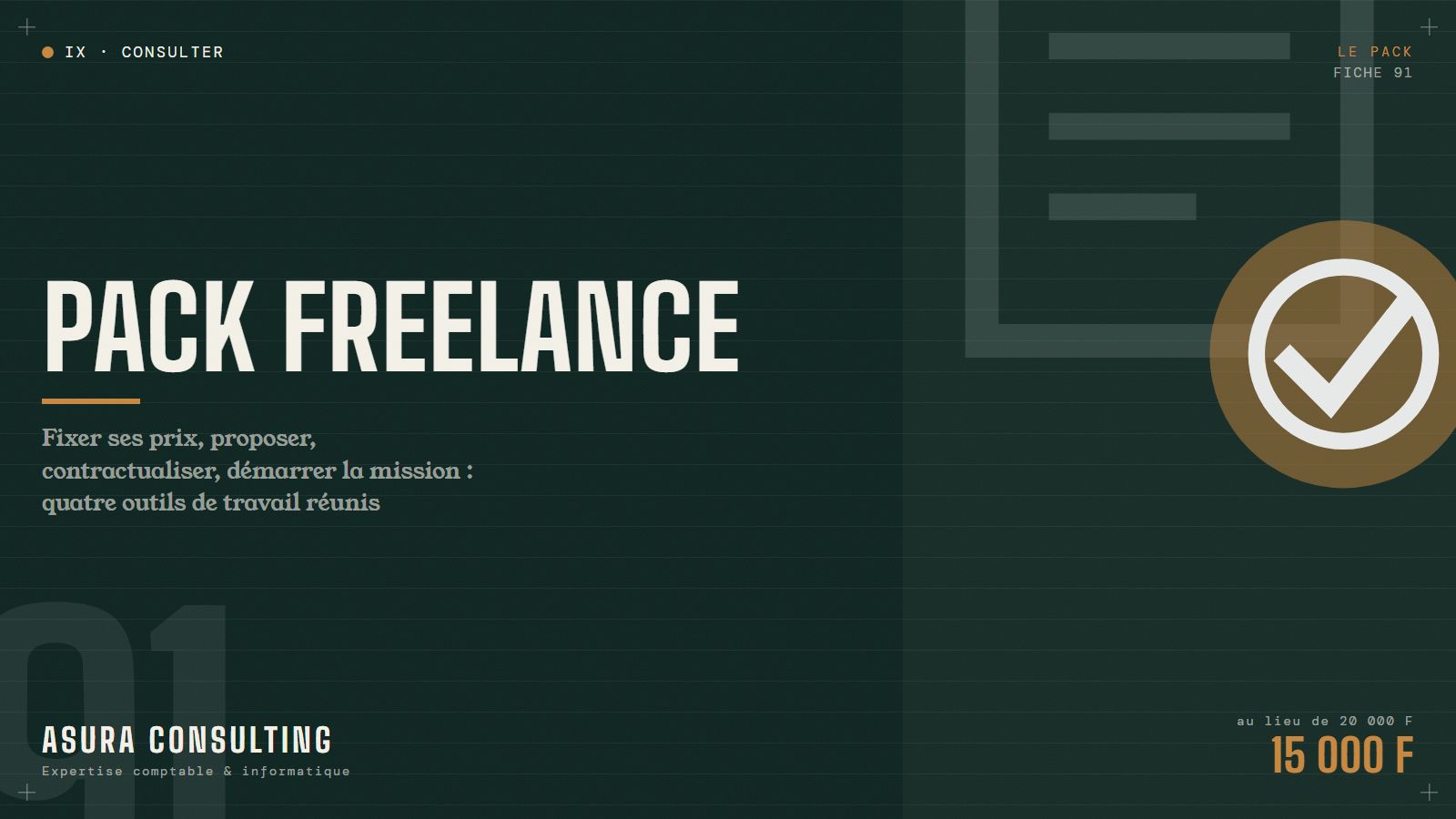 Pack Freelance : tarifs, proposition, contrat et onboarding client