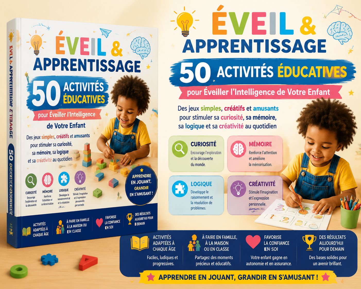 ÉVEIL & APPRENTISSAGE 50 ACTIVITÉS ÉDUCATIVES pour Éveiller l'Intelligence de Votre Enfant