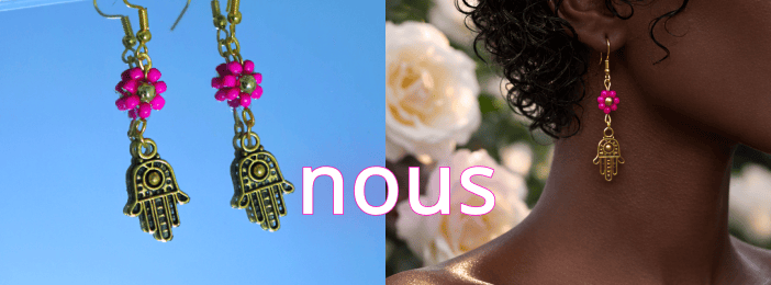 Fleur Kamsa Boucle d'oreilles en perles fait main