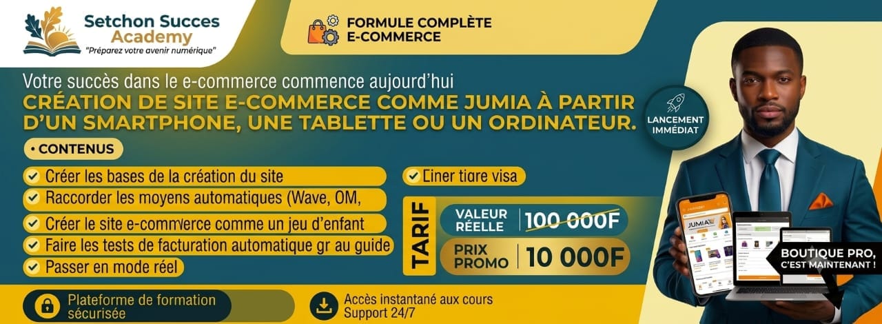 Formation Complète en création de Site e-commerce comme Jumia