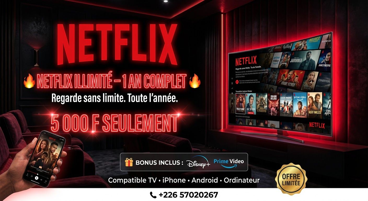🍿 Pack Streaming Premium – Netflix + Disney+ & Prime (Accès à vie)
