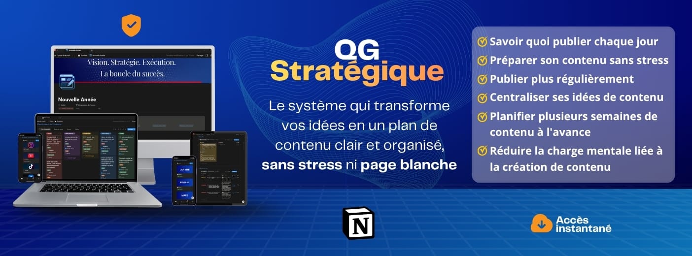 QG Stratégique : le système de création de contenu qui transforme vos idées en publications.
